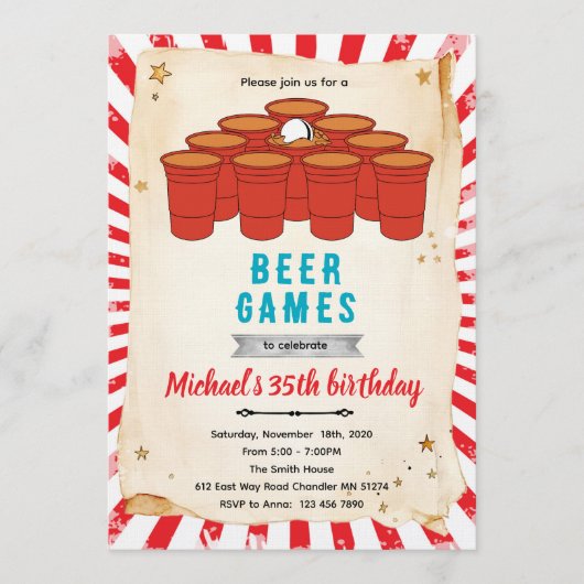 Invitation à une fête de beer pong (Devant)