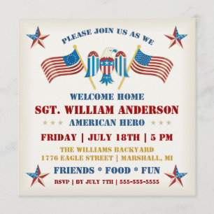 Invitation à une fête de bienvenue militaire à la