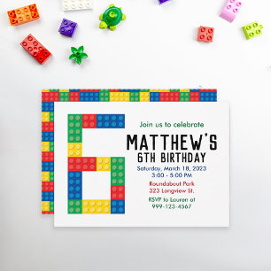 Invitation à une fête de blocs de construction pou