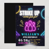 Invitation à une fête de bowling, garçon anniversa (Devant / Derrière)