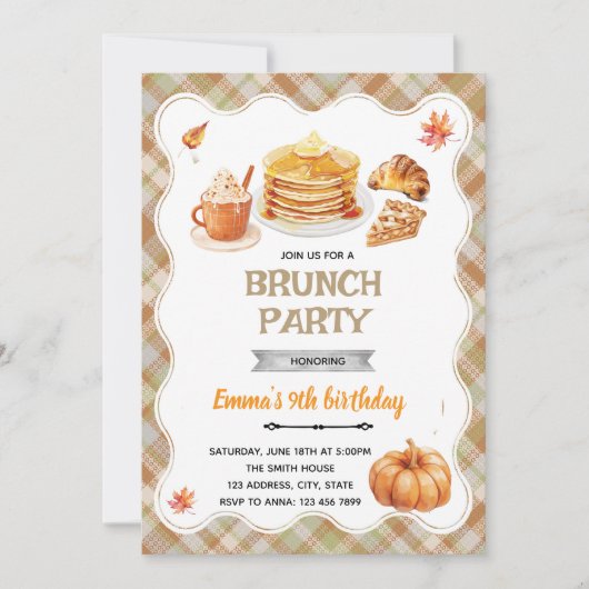 Invitation à une fête de brunch d'automne (Devant)
