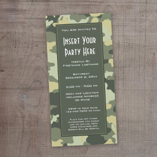 Invitation à une fête de camouflage militaire