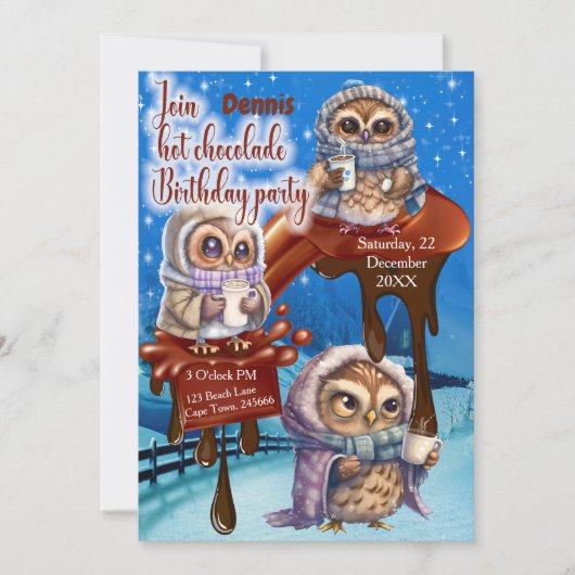 Invitation à une fête de chocolat chaud (Devant)