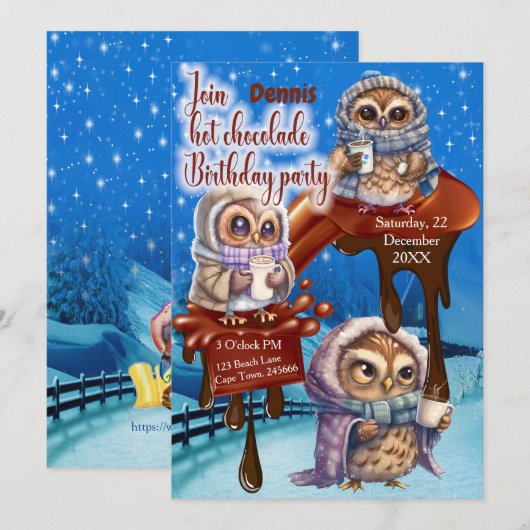 Invitation à une fête de chocolat chaud (Devant / Derrière)