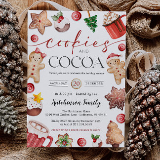 Invitation à une fête de chocolat chaud - Cookies