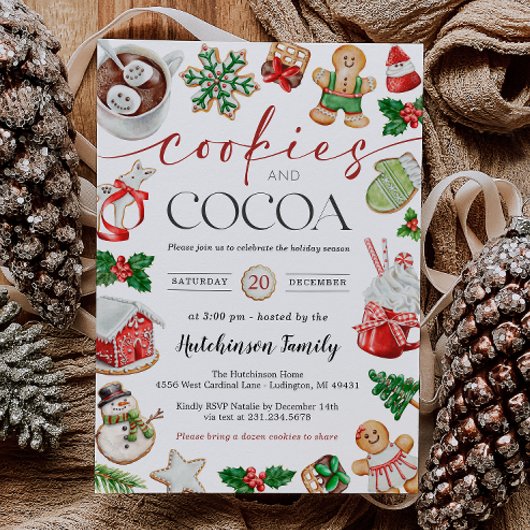 Invitation à une fête de chocolat chaud - Cookies