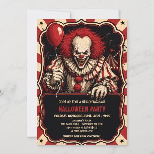 Invitation à une fête de cirque d'Halloween avec u (Devant)