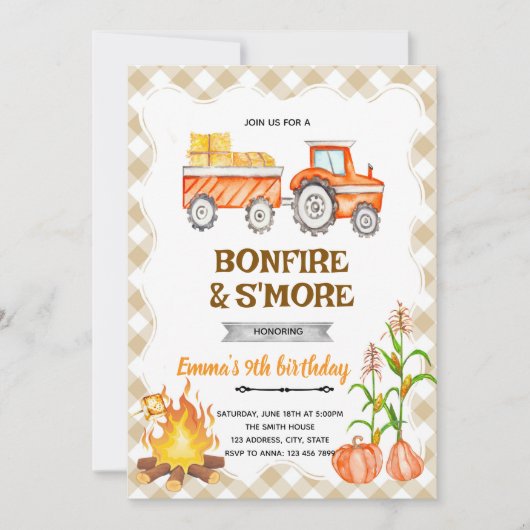 Invitation à une fête de citrouille avec feu de jo (Devant)