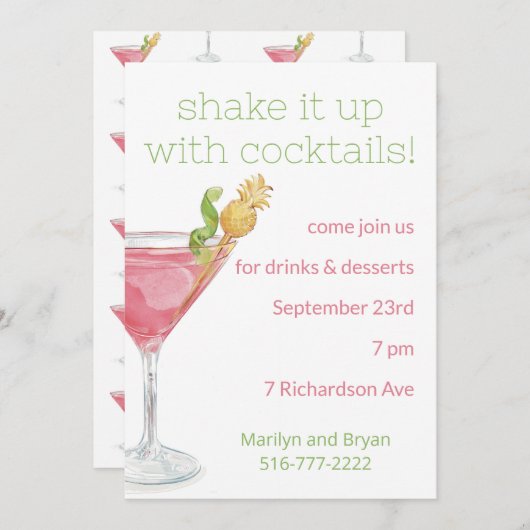 Invitation à une fête de cocktail Cosmopolitan à l (Devant / Derrière)