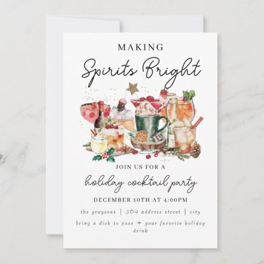 Invitation à une fête de cocktail de vacances | Fa (Devant)