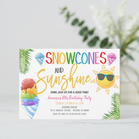 Invitation à une fête de cônes de neige et de sole (Debout devant)