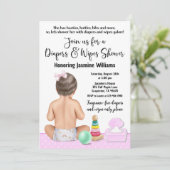 Invitation à une fête de couches et lingettes pour (Debout devant)