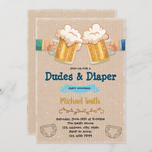 Invitation à une fête de couches et mecs (Devant / Derrière)