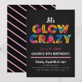 Invitation à une fête de couleurs folles Let's Glo (Devant / Derrière)