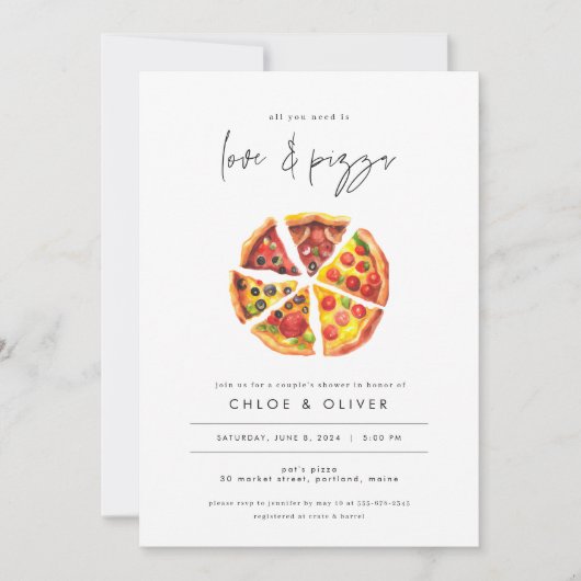 Invitation à une fête de couples : Amour et Pizza (Devant)