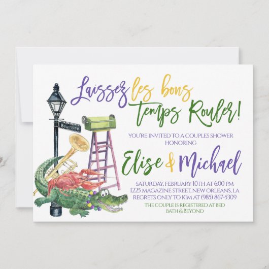 Invitation à une fête de couples pour Mardi Gras (Devant)