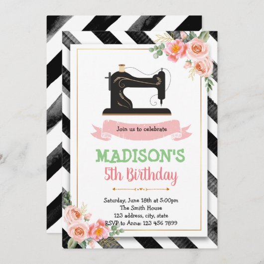 Invitation à une fête de couture artisanale (Devant / Derrière)