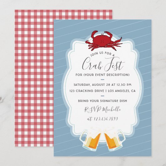 Invitation à une fête de crabe pour toutes occasio (Devant / Derrière)