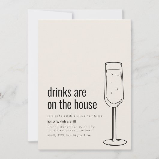 Invitation à une fête de crémaillère au champagne (Devant)