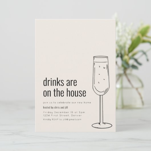 Invitation à une fête de crémaillère au champagne (Debout devant)