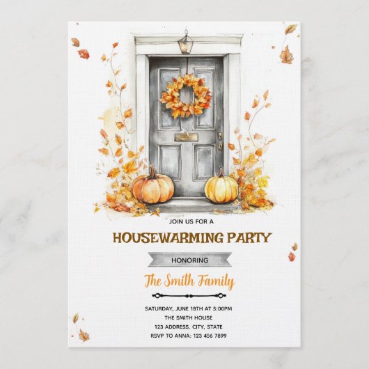 Invitation à une fête de crémaillère d'automne (Devant)