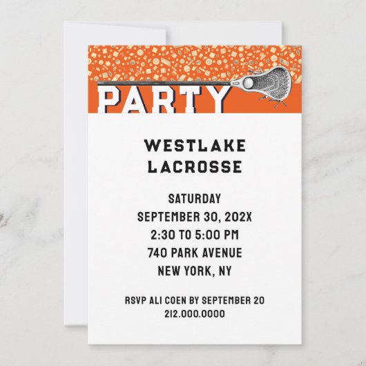 Invitation à une fête de crosse (Devant)