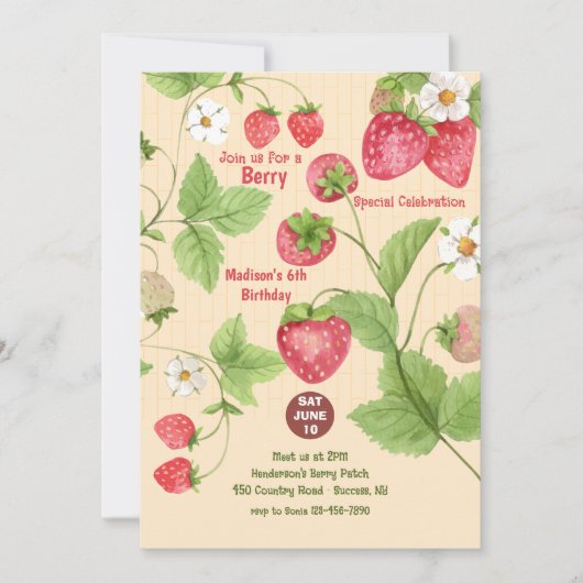 Invitation à une fête de cueillette de fraises sur (Devant)