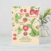Invitation à une fête de cueillette de fraises sur (Debout devant)
