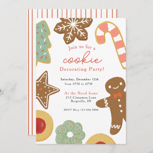 Invitation à une fête de décoration de biscuits (Devant / Derrière)