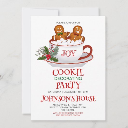 Invitation à une fête de décoration de biscuits de (Devant)