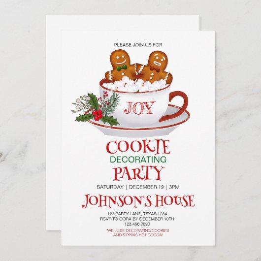 Invitation à une fête de décoration de biscuits de (Devant / Derrière)