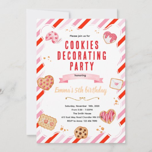 Invitation à une fête de décoration de cookies de  (Devant)