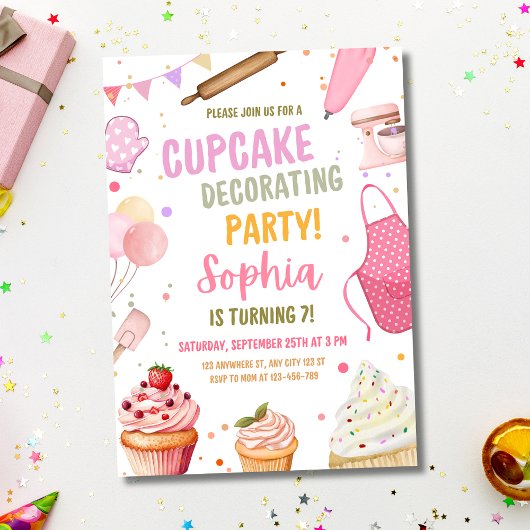 Invitation à une fête de décoration de Cupcakes, A