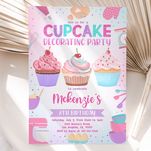 Invitation à une fête de décoration de Cupcakes, m