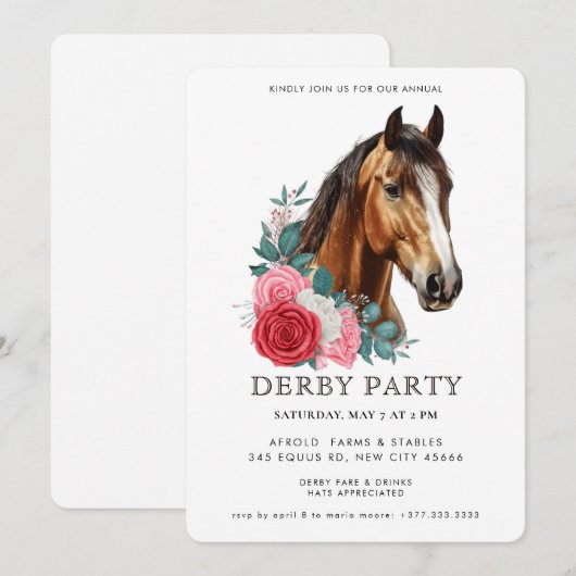 Invitation à une fête de Derby de style sudiste (Devant / Derrière)