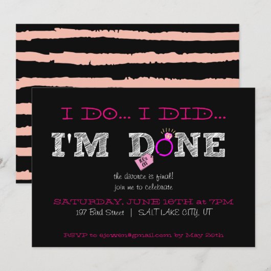 Invitation à une fête de divorce (Devant / Derrière)