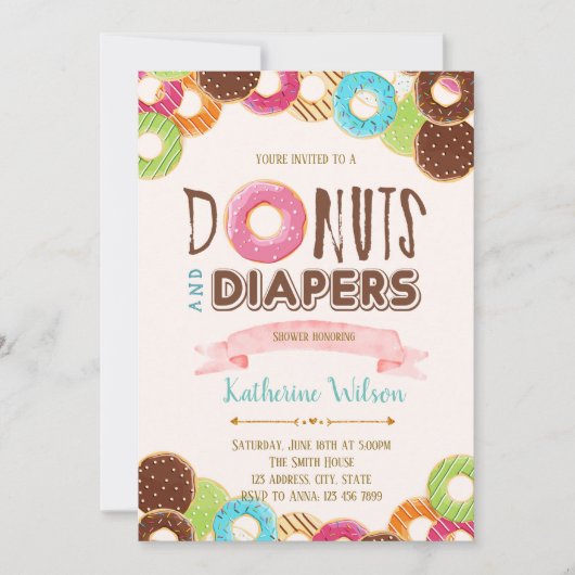 Invitation à une fête de donuts et de poudrage de  (Devant)