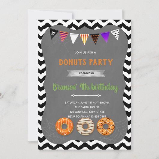 Invitation à une fête de donuts Halloween (Devant)