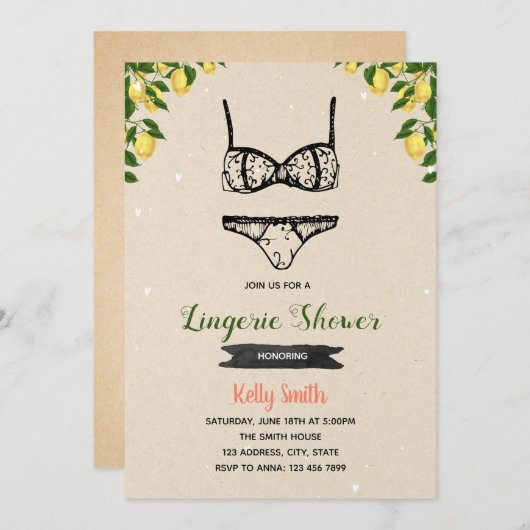 Invitation à une fête de douche avec limonade et l (Devant / Derrière)