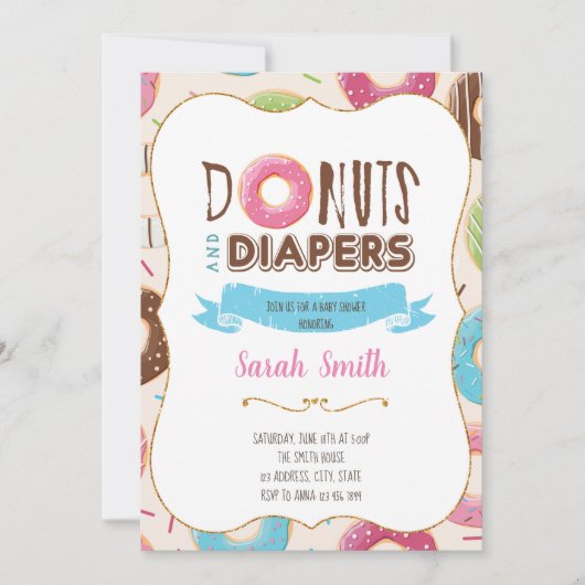 Invitation à une fête de douche de bébé Donut (Devant)