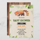 Invitation à une fête de douche de panda rouge mig (Devant / Derrière)