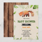 Invitation à une fête de douche de panda roux mign (Devant / Derrière)
