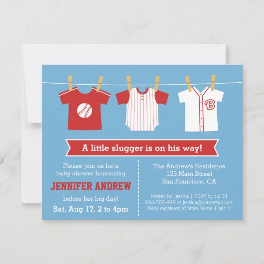 Invitation à une fête de douche pour bébé garçon d (Devant)