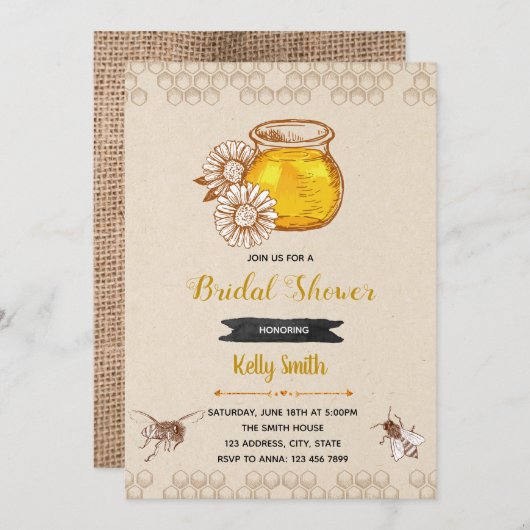 Invitation à une fête de douche rustique censée êt (Devant / Derrière)