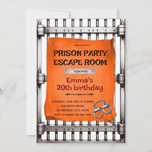 Invitation à une fête de escape game de prison (Devant)