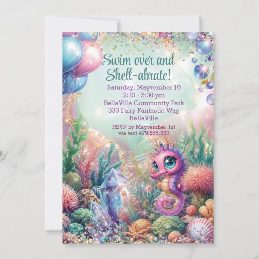 Invitation à une fête de fantaisie de sirène fée (Dos)