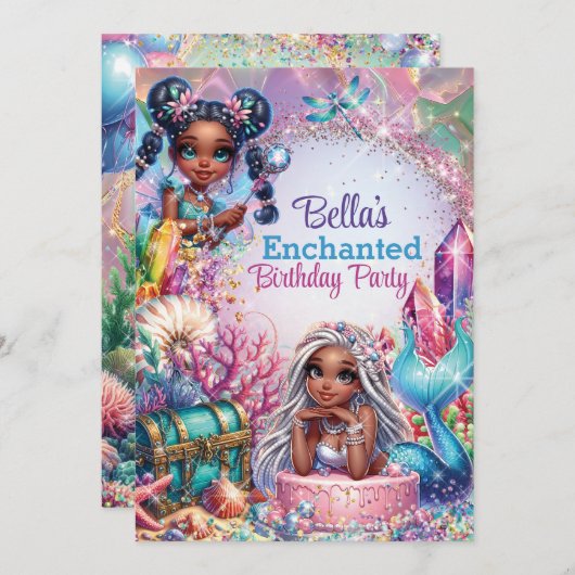 Invitation à une fête de fantaisie de sirène fée (Devant / Derrière)