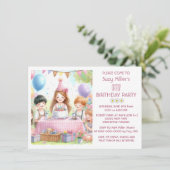 Invitation à une fête de fille rose mignonne (Debout devant)