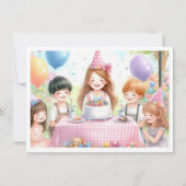 Invitation à une fête de fille rose mignonne (Dos)