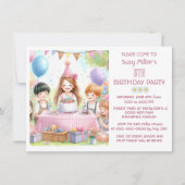 Invitation à une fête de fille rose mignonne (Devant)